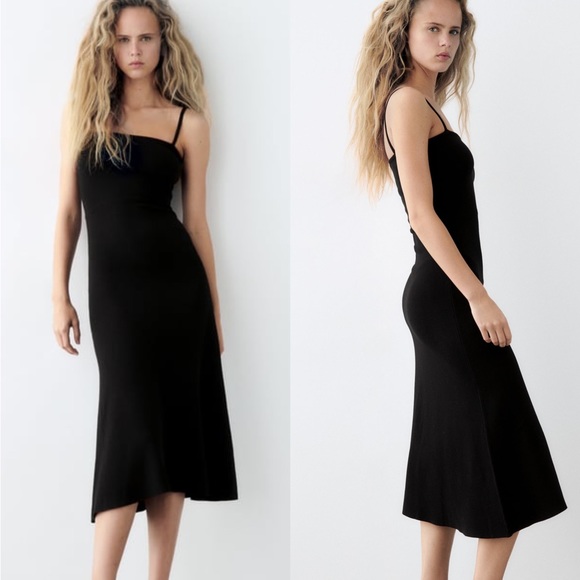 New Zara Long Knit Dress With Straps - 2281/002 - Picture 3 of 3